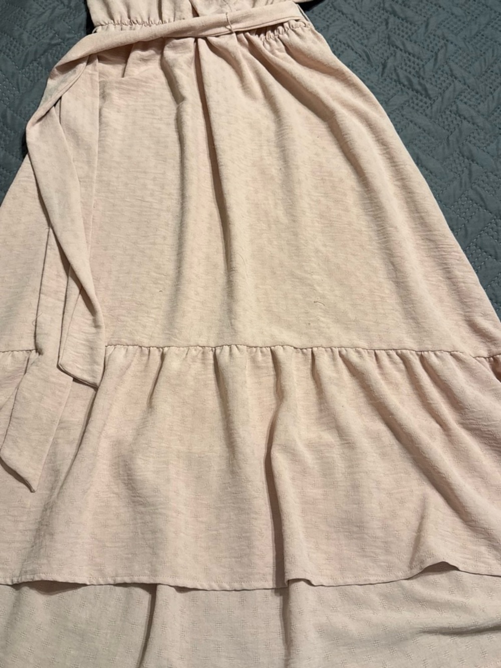 Emma & Michele Blush Tiered Maxi Dress with Waist Tie